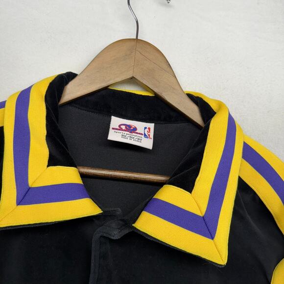 Vintage Los Angeles Lakers Warmup Shirt men's 3XL 3XT Black Suede Velour Snap - Picture 5 of 10